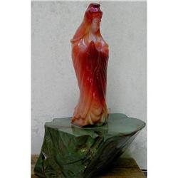 CHINESE CARVED CARNELIAN FIGURE OF KUAN YIN, #1538576