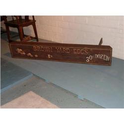 Painted farm bench, "Brown Yard Eggs" #1538608