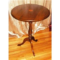 English George III inlaid tilt top table, 19th #1538624