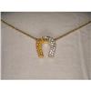 18K YG Gold Diamond Sapphire Horseshoe Necklace#1538807