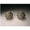 18K Pink Gold Rose Cut Diamond Emerald Earrings#1538809