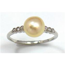 Pearl, Diamond and Platinum Ring #1538916