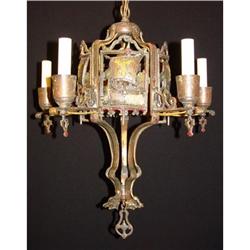 Tole five light  bronze chandelier  #1538953