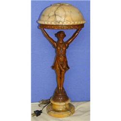 Art Nouveau Dancer Girl Alabaster Lamp Cabaret #1539035