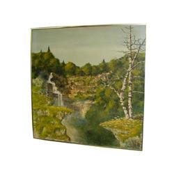 River Woods Waterfall Landscape Oil Painting #1539037