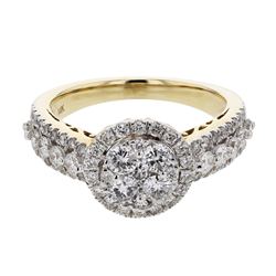 Natural 1.35 CTW Diamond Ring 14K Yellow Gold - REF-154W8H