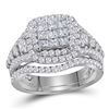 Image 1 : 14kt White Gold Princess Diamond Bridal Wedding Ring Band Set 1-1/2 Cttw