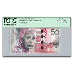 2011 Albert Einstein De la Rue Test Note, Gem New-65 PCGS PPQ