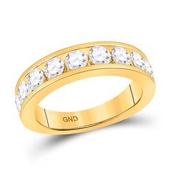 14kt Yellow Gold Womens Round Diamond Wedding Single Row Band 1-3/4 Cttw