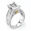 Image 1 : Natural 6.92 CTW Emerald Cut Diamond Engagement Ring 14KT Two- tone