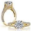 Image 1 : Natural 3.12 CTW Round Cut Split Shank Pave Diamond Ring 14KT Yellow Gold