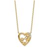 Image 1 : 14k Yellow Gold Heart with Flowers & CZ Necklace - 20 in.