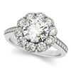 Image 1 : Natural 2 ctw Diamond Solitaire Halo Ring 14k White Gold