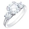 Natural 3.03 CTW Round Cut Diamond w/ Accents Engagement Ring 14KT White Gold