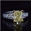 Image 1 : Natural 2.62 CTW Canary Yellow Cushion Cut Solitaire Diamond Ring 14KT Two-tone