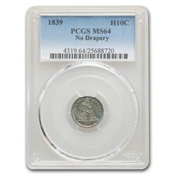 1839 Liberty Seated Half Dime MS-64 PCGS (No Drapery)