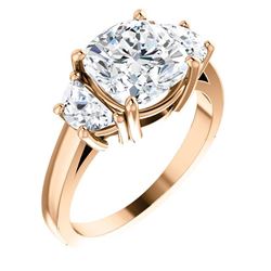 Natural 3.92 CTW Cushion Cut Diamond 3-Stone Diamond Ring 18KT Rose Gold