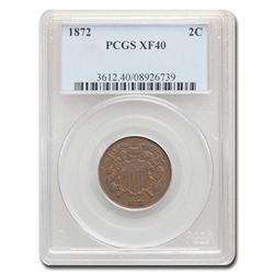 1872 Two Cent Piece XF-40 PCGS (Brown)
