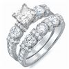 Natural 2.12 CTW Princess Cut Vintage Diamond Engagement Ring 18KT White Gold