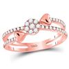 14kt Rose Gold Womens Round Diamond Finger Wrap Heart Cluster Band Ring 1/3 Cttw