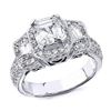Natural 2.52 CTW Halo 3-Stone Asscher Cut Diamond Ring 18KT White Gold