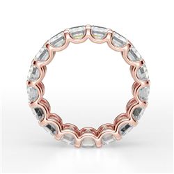 Natural 8.02 CTW Emerald Cut U-Setting Diamond Eternity Ring 14KT Rose Gold