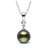 Image 1 : Black Tahitian Pearl and Diamond Bezel Pendant