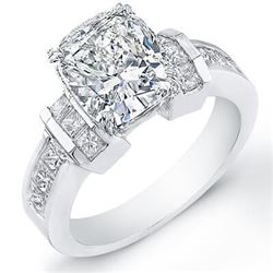 Natural 1.97 CTW Cushion Cut Diamond Engagement Ring 14KT White Gold