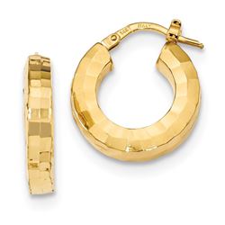 14k Solid Gold Polished & Textured Hoop Earrings