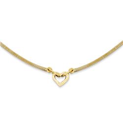14k Gold Fancy Franco Diamond Cut Puff Heart Necklace
