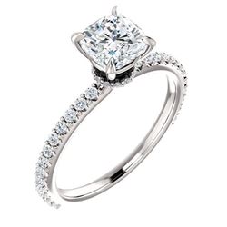 Natural 1.92 CTW Cushion Cut Diamond Engagement Ring 18KT White Gold