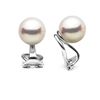 Image 1 : White Hanadama Japanese Akoya Pearl Clip-On Earrings
