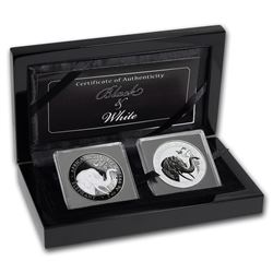 2018 Somalia 2-Coin 1 oz Silver Elephant Black & White Set