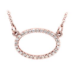 Natural 0.15 CTW Oval Diamond Pendant Necklace 18KT Rose Gold