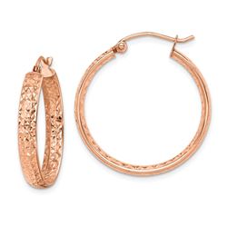 14k Rose Gold Diamond-cut In/Out Hoop Earrings - 25 mm