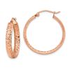 Image 1 : 14k Rose Gold Diamond-cut In/Out Hoop Earrings - 25 mm