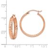 Image 2 : 14k Rose Gold Diamond-cut In/Out Hoop Earrings - 25 mm