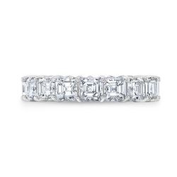 Natural 7.02 CTW Asscher Cut Diamond Eternity Ring 18KT White Gold