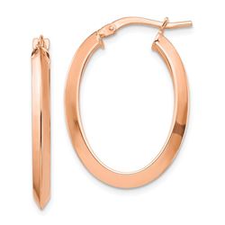 14k Rose Gold Polished Oval Hoop Earrings - 2.5 mm