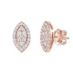 Natural 0.82 CTW Marquise Pave Diamond Earrings 14KT Rose Gold