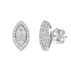Natural 0.82 CTW Marquise Pave Diamond Earrings 18KT White Gold