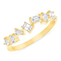 Natural 0.55 CTW Stackable Baguette Diamond Ring 18KT Yellow Gold