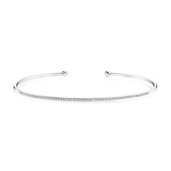 Natural 0.19 CTW Be Brave Bangle Cuff Bracelet 14KT White Gold