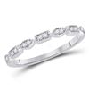 Image 1 : 14kt White Gold Womens Round Diamond Geometric Stackable Band Ring 1/10 Cttw