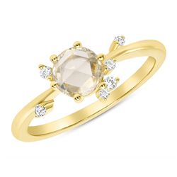 Natural 0.52 CTW Rose Cut Diamond Cluster Ring 14KT Yellow Gold