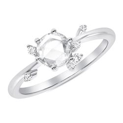 Natural 0.52 CTW Rose Cut Diamond Cluster Ring 18KT White Gold