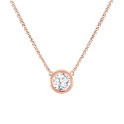Natural 1.28 CTW Queen Bezel Diamond Pendant Necklace 18KT Rose Gold