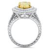 Image 3 : Natural 3.42 CTW Canary Yellow Pear Shape Halo Diamond Ring 18KT Two-tone
