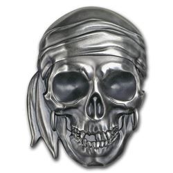 2017 Palau 1 oz Silver Antique Finish Pirate Skull