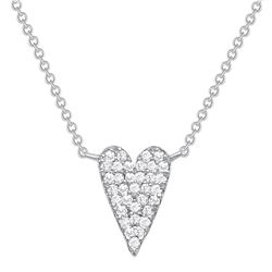 Natural 0.32 CTW Long Heart Diamond Necklace 14KT White Gold